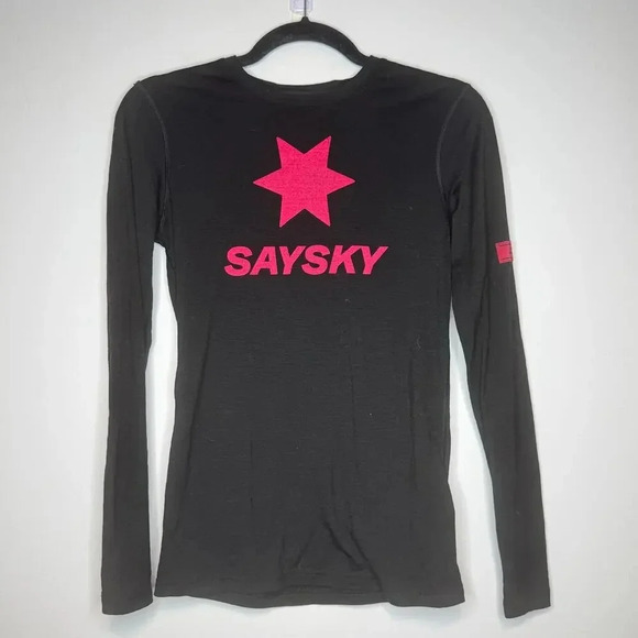 Saysky Womens Merino Wool Baselayer Top Black Long Sleeve SIZE XXS - Picture 1 of 6